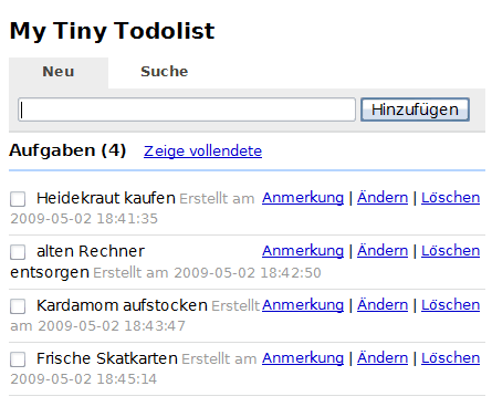Screenshot TinyTodo